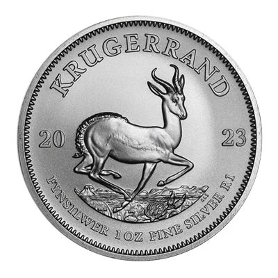 A picture of a 1oz Silver South African Krugerrand (2023)